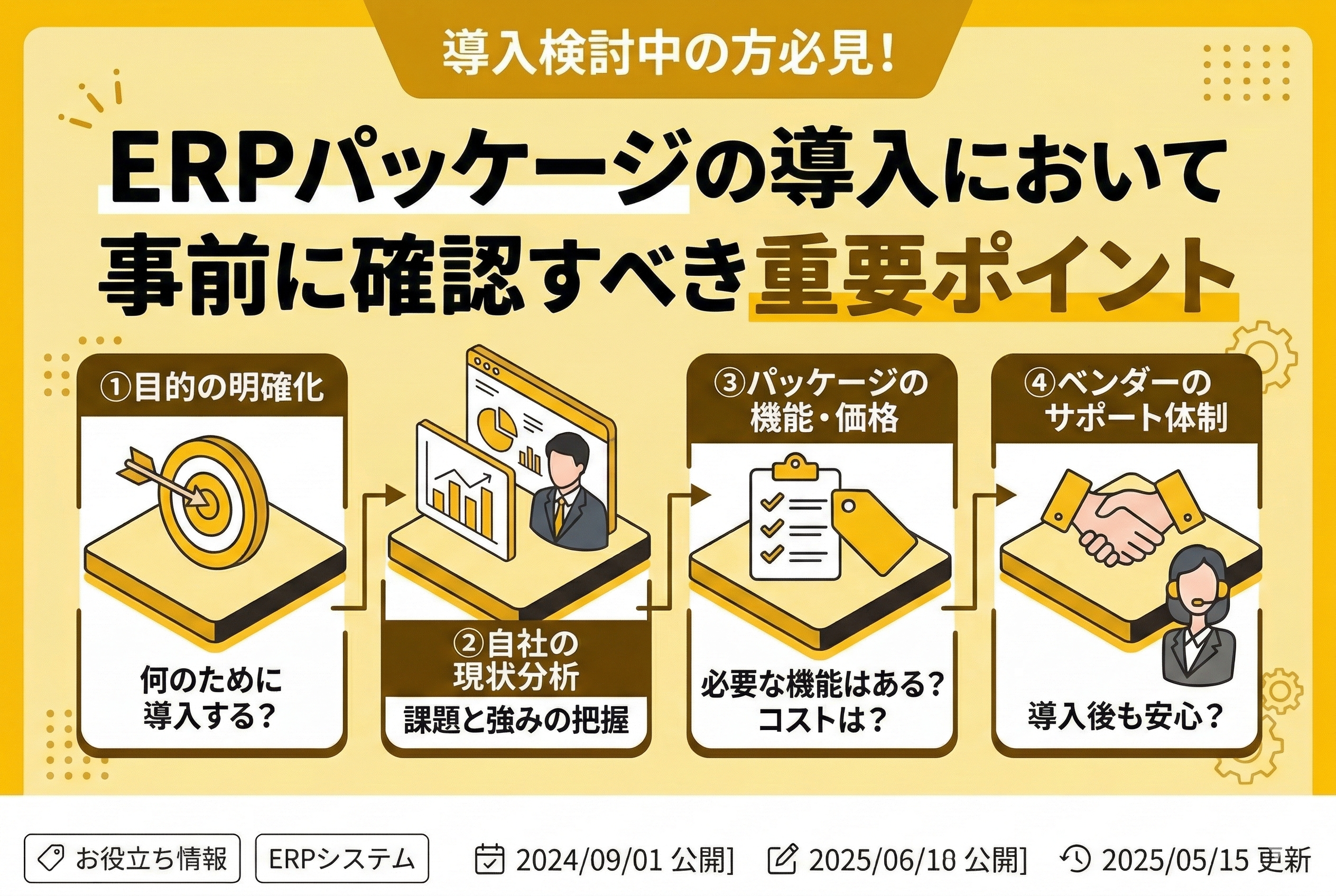 ERPパッケージと導入支援パートナーの戦略的な選定 ERPパッケージの導入において事前に確認すべき重要なポイントは