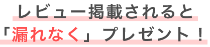レビュー掲載されると「漏れなく」プレゼント！