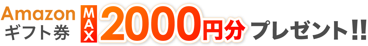 Amazonギフト券MAX2,000円分プレゼント！！